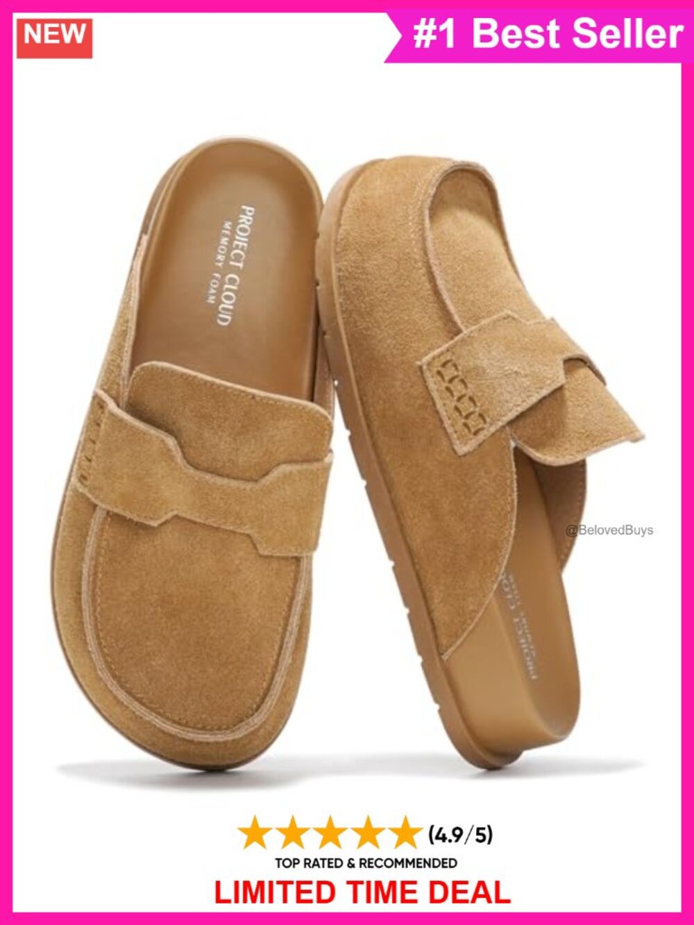 Genuine Leather Slip-On Clogs Mules for Women Arch Support Non-Slip